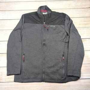 ORVIS Mens Full Zip Jacket Grey Black golf M Medium‎ Fleece Lined